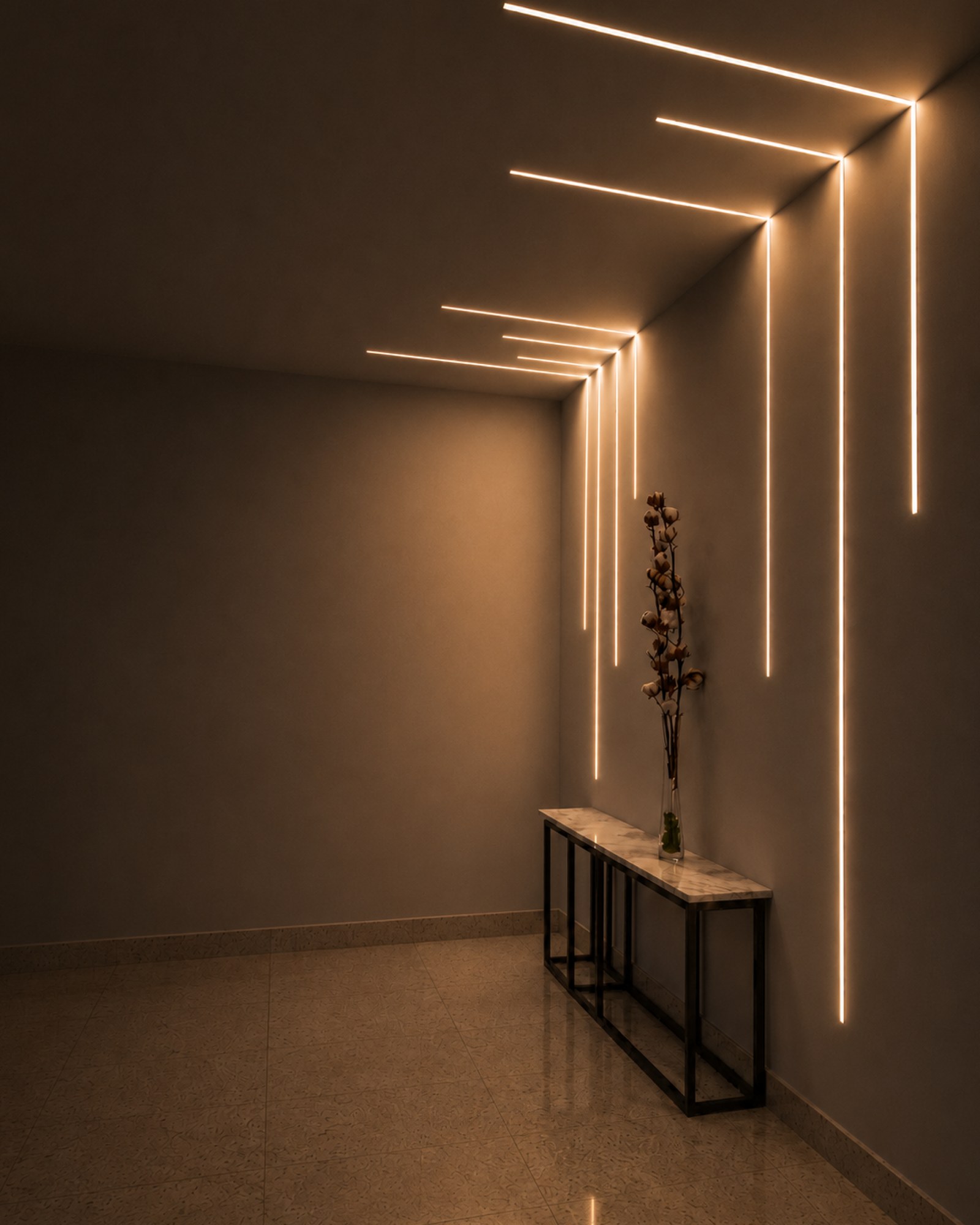 Perfil de LED embutido em sanca